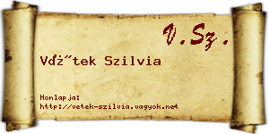 Vétek Szilvia névjegykártya