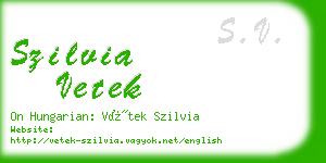 szilvia vetek business card